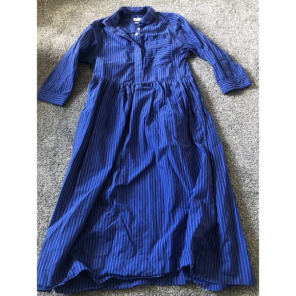 TOAST Size 8 Women's Blue Tourmaline Stripe Poplin Shirt Dress 100% Cotton D - Picture 1 of 8